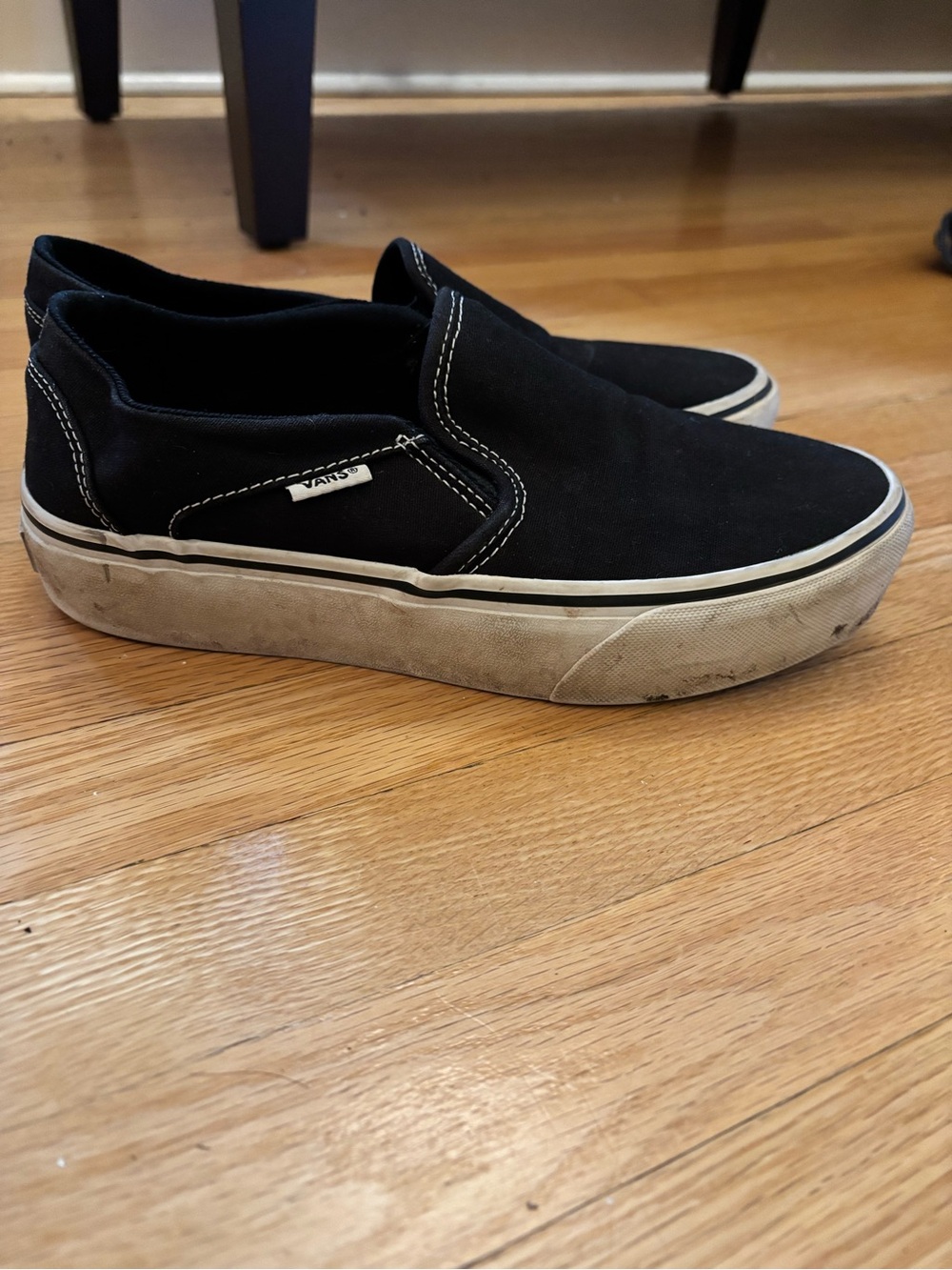 Vans Black Slip-On Sneakers with White Trim